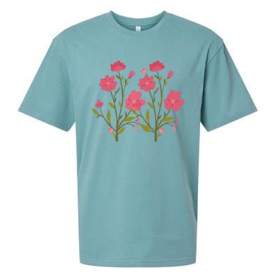 Vintage Inspired Botanical Flower Girl Mom Beautiful Flowers Premium Sueded Cloud Jersey T-Shirt