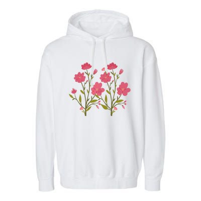 Vintage Inspired Botanical Flower Girl Mom Beautiful Flowers Premium Garment-Dyed Fleece Hoodie