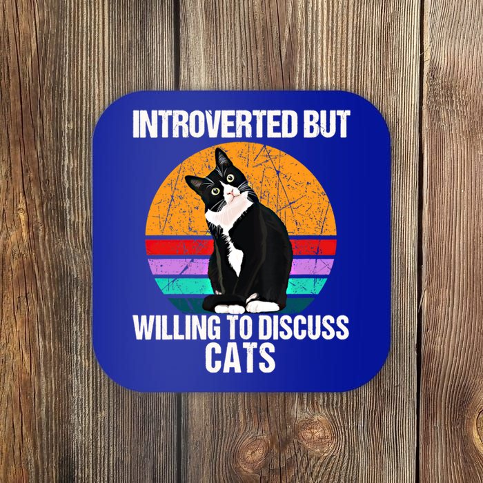 Vintage Introverted But Willing To Discuss Cats Introverts Gift Coaster