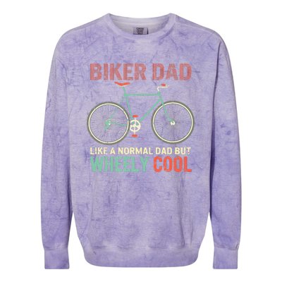 Vintage I'm Biker Dad Fathers Day Wheely Cooler Colorblast Crewneck Sweatshirt