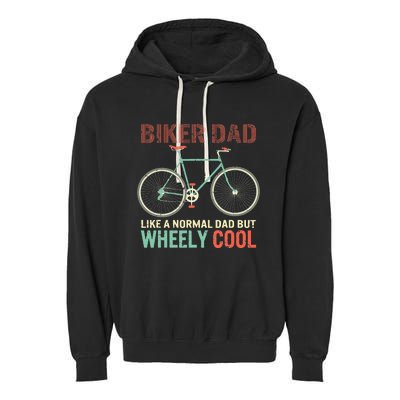 Vintage I'm Biker Dad Fathers Day Wheely Cooler Garment-Dyed Fleece Hoodie