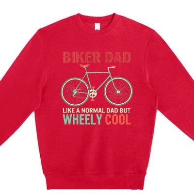 Vintage I'm Biker Dad Fathers Day Wheely Cooler Premium Crewneck Sweatshirt