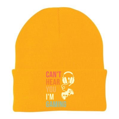 Vintage I Can't Hear You I'm Gaming Busy Funny Video Gamer Gift Knit Cap Winter Beanie