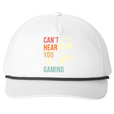 Vintage I Can't Hear You I'm Gaming Busy Funny Video Gamer Gift Snapback Five-Panel Rope Hat