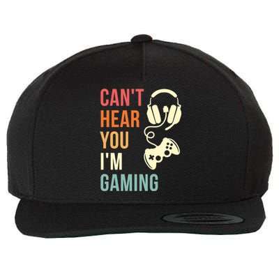 Vintage I Can't Hear You I'm Gaming Busy Funny Video Gamer Gift Wool Snapback Cap