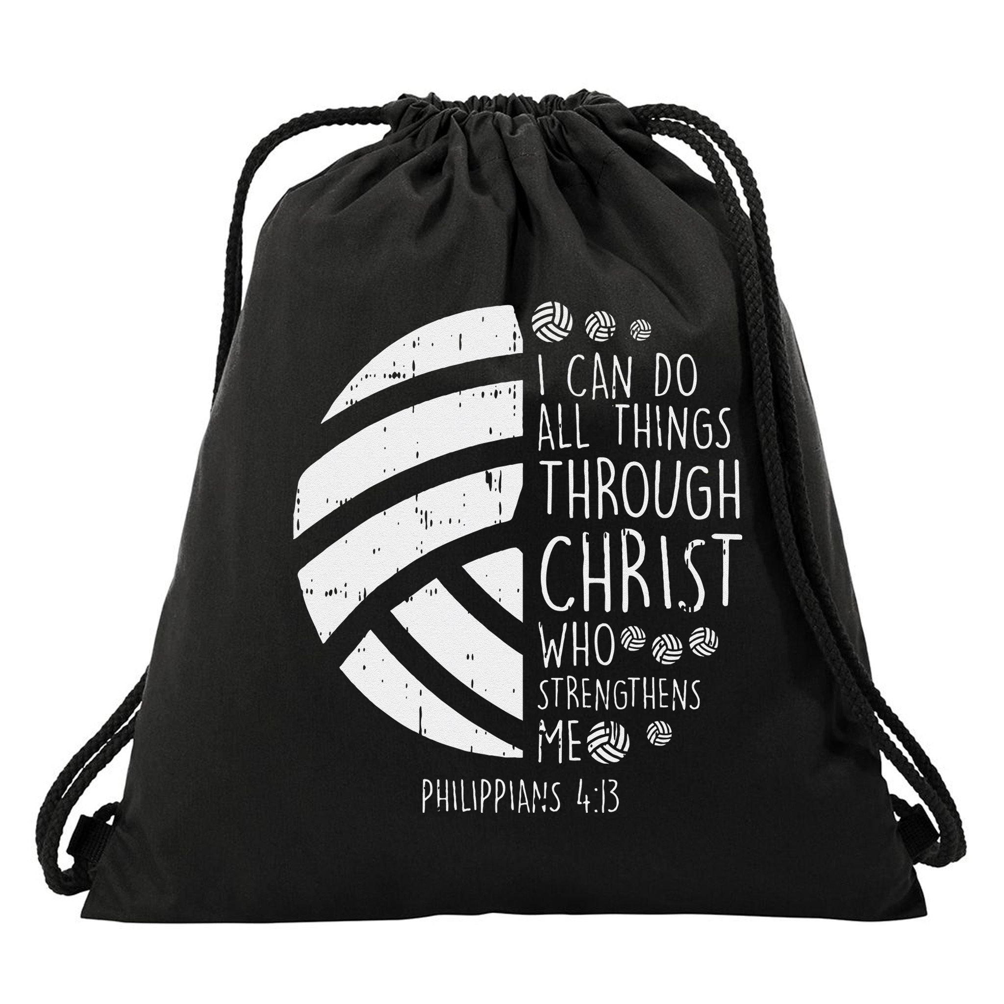 Volleyball I Can Do Things Bible Verse God Jesus Gift Drawstring Bag