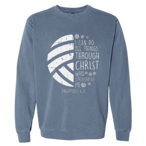 Volleyball I Can Do Things Bible Verse God Jesus Gift Garment-Dyed Sweatshirt