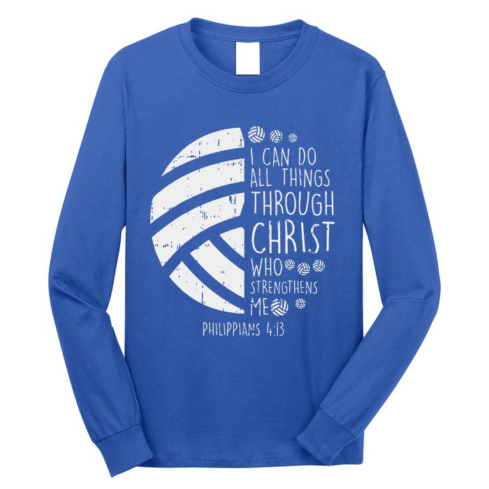 Volleyball I Can Do Things Bible Verse God Jesus Gift Long Sleeve Shirt