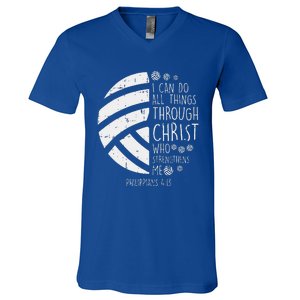 Volleyball I Can Do Things Bible Verse God Jesus Gift V-Neck T-Shirt