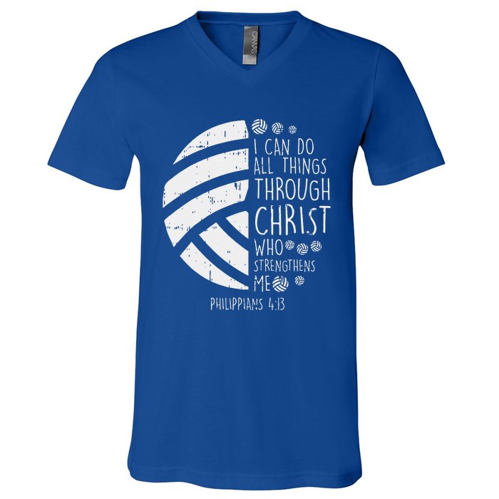 Volleyball I Can Do Things Bible Verse God Jesus Gift V-Neck T-Shirt