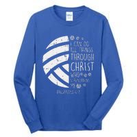 Volleyball I Can Do Things Bible Verse God Jesus Gift Tall Long Sleeve T-Shirt