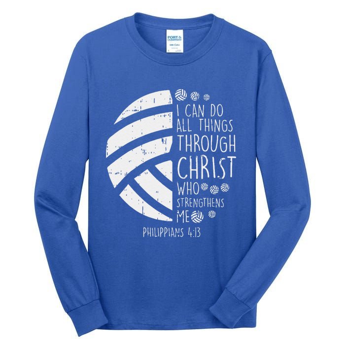 Volleyball I Can Do Things Bible Verse God Jesus Gift Tall Long Sleeve T-Shirt