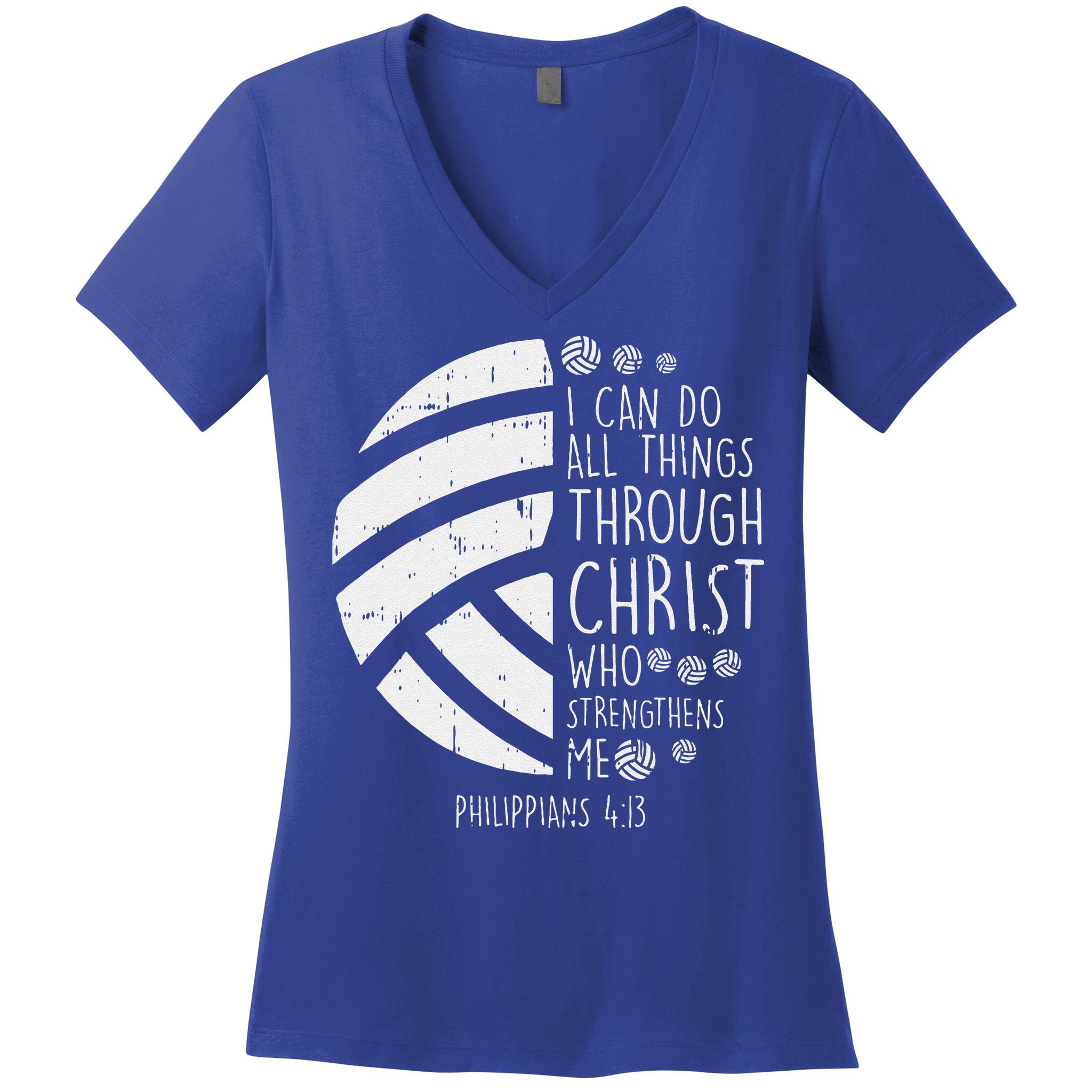 Volleyball I Can Do Things Bible Verse God Jesus Gift Women's V-Neck T-Shirt