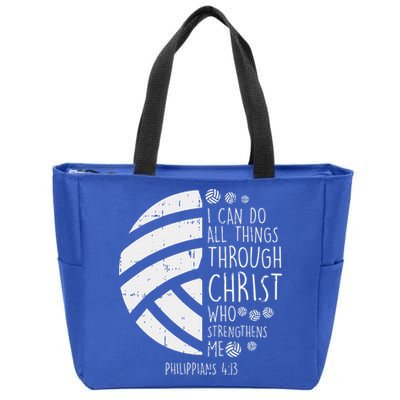 Volleyball I Can Do Things Bible Verse God Jesus Gift Zip Tote Bag