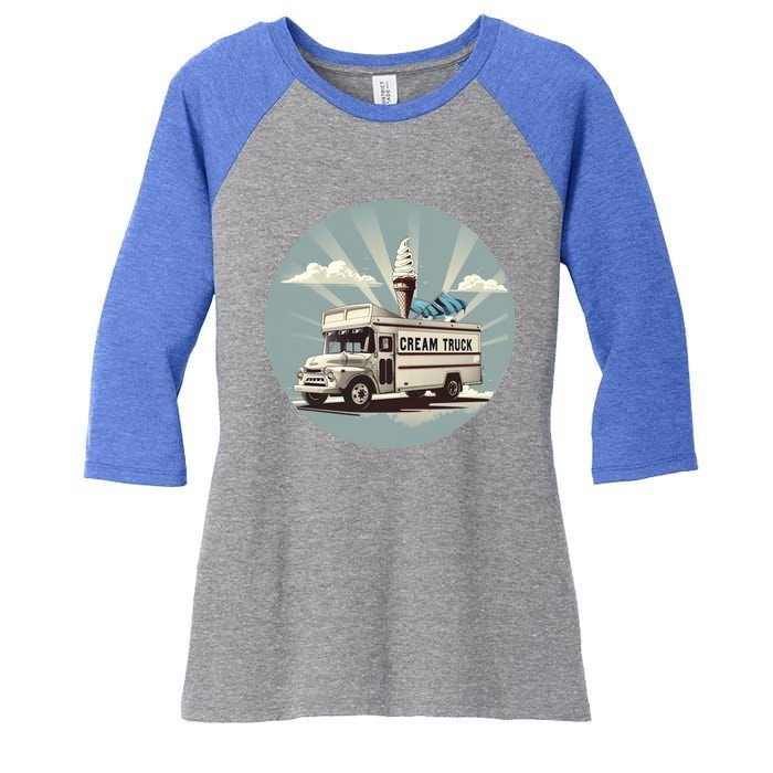 Vacation Ice Cream Truck Costume For Summer Memories Lovers Gift Women's Tri-Blend 3/4-Sleeve Raglan Shirt