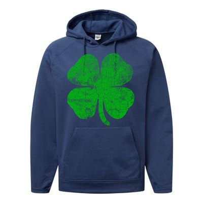 Vintage Irish Clover St Patrick's Day Lucky Graphic Gift Performance Fleece Hoodie