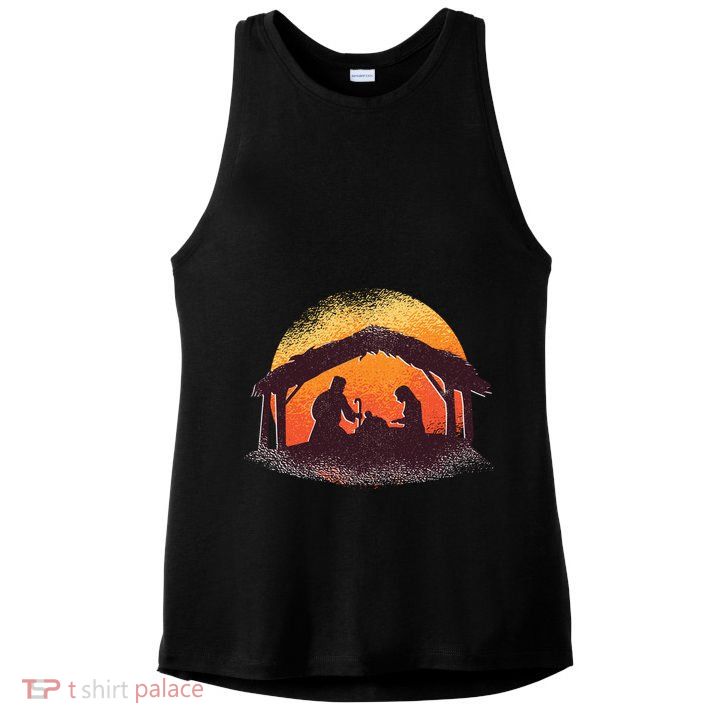 Vintage Illustration Christmas Nativity Scene Religious Ladies PosiCharge Tri-Blend Wicking Tank