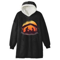 Vintage Illustration Christmas Nativity Scene Religious Hooded Wearable Blanket