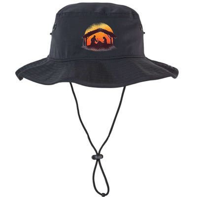Vintage Illustration Christmas Nativity Scene Religious Bucket Hat