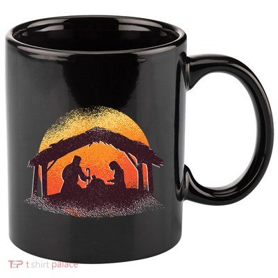 Vintage Illustration Christmas Nativity Scene Religious 11oz C Handle Ceramic Mug