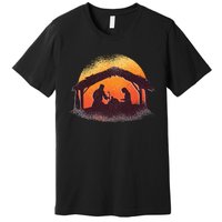 Vintage Illustration Christmas Nativity Scene Religious Premium T-Shirt