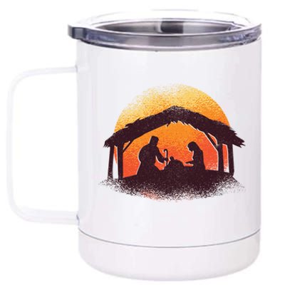 Vintage Illustration Christmas Nativity Scene Religious 12 oz Stainless Steel Tumbler Cup