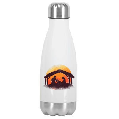 Vintage Illustration Christmas Nativity Scene Religious Stainless Steel Insulated Water Bottle