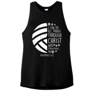 Volleyball I Can Do Things Bible Verse God Jesus Gift Ladies PosiCharge Tri-Blend Wicking Tank