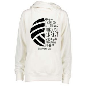 Volleyball I Can Do Things Bible Verse God Jesus Gift Womens Funnel Neck Pullover Hood