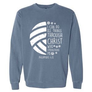 Volleyball I Can Do Things Bible Verse God Jesus Gift Garment-Dyed Sweatshirt