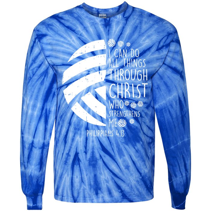 Volleyball I Can Do Things Bible Verse God Jesus Gift Tie-Dye Long Sleeve Shirt