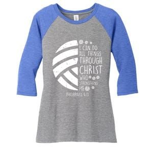 Volleyball I Can Do Things Bible Verse God Jesus Gift Women's Tri-Blend 3/4-Sleeve Raglan Shirt