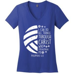 Volleyball I Can Do Things Bible Verse God Jesus Gift Women's V-Neck T-Shirt