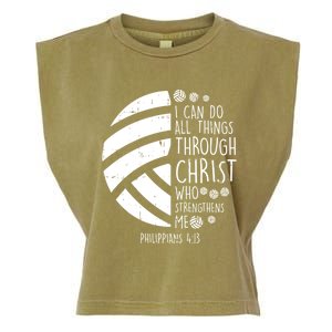 Volleyball I Can Do Things Bible Verse God Jesus Gift Garment-Dyed Women's Muscle Tee