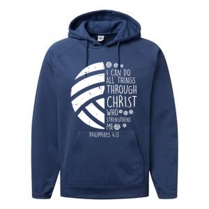 Volleyball I Can Do Things Bible Verse God Jesus Gift Performance Fleece Hoodie