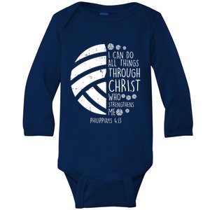 Volleyball I Can Do Things Bible Verse God Jesus Gift Baby Long Sleeve Bodysuit