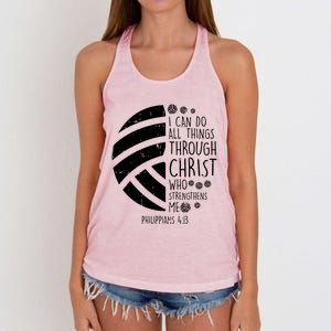 Volleyball I Can Do Things Bible Verse God Jesus Gift Women's Knotted Racerback Tank