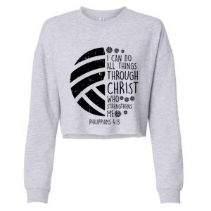 Volleyball I Can Do Things Bible Verse God Jesus Gift Cropped Pullover Crew