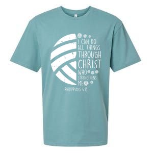 Volleyball I Can Do Things Bible Verse God Jesus Gift Sueded Cloud Jersey T-Shirt