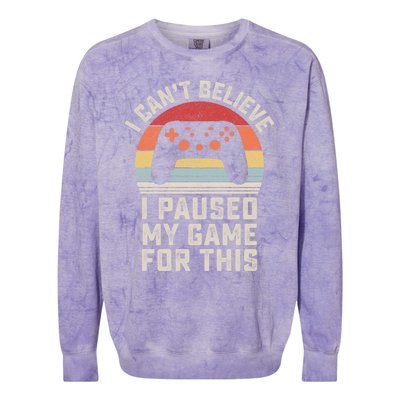 Vintage I Cant Believe I Paused My Game For This Gamer Gift Colorblast Crewneck Sweatshirt