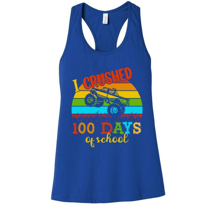 Vintage I Crushed 100 Days Of School Truck Gift Women's Racerback Tank