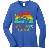 Vintage I Crushed 100 Days Of School Truck Gift Ladies Long Sleeve Shirt