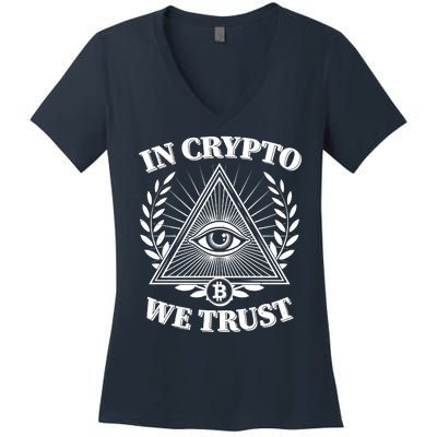 Vintage In Crypto We Trust Eye Of Providence Women's V-Neck T-Shirt