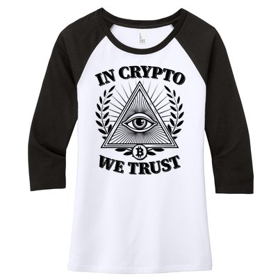 Vintage In Crypto We Trust Eye Of Providence Women's Tri-Blend 3/4-Sleeve Raglan Shirt