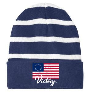 Victory America Betsy Ross Flag 1776 Striped Beanie with Solid Band