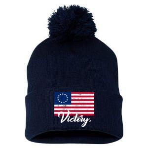 Victory America Betsy Ross Flag 1776 Pom Pom 12in Knit Beanie