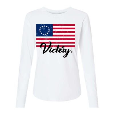 Victory America Betsy Ross Flag 1776 Womens Cotton Relaxed Long Sleeve T-Shirt