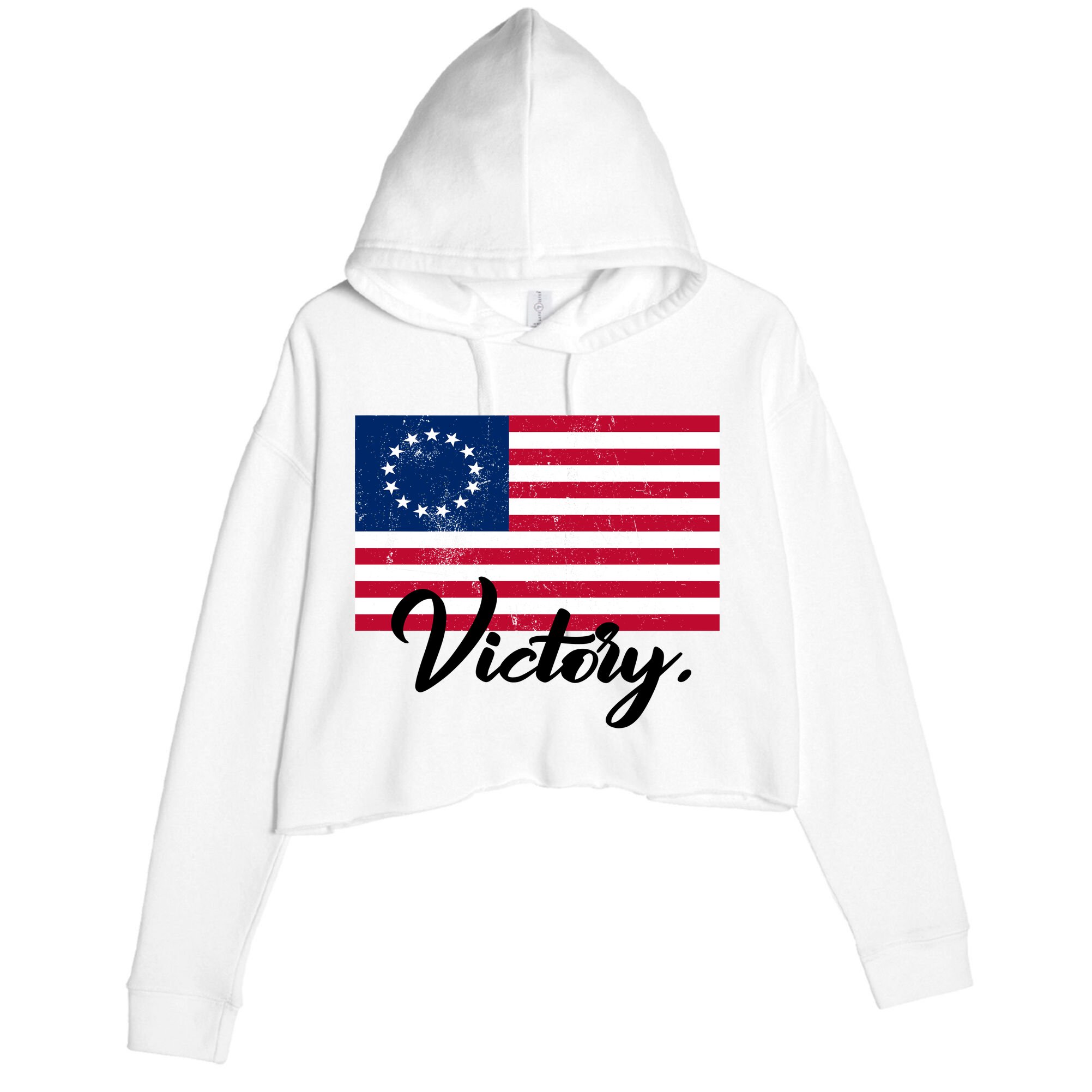 Victory America Betsy Ross Flag 1776 Crop Fleece Hoodie