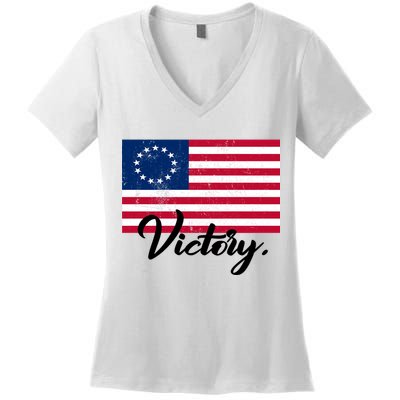Victory America Betsy Ross Flag 1776 Women's V-Neck T-Shirt