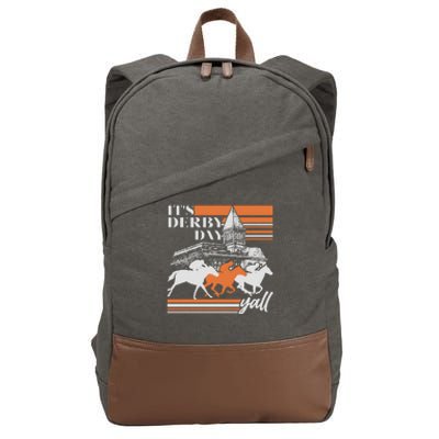 Vintage It's Derby Day Yall Horse Racing Cotton Canvas Backpack